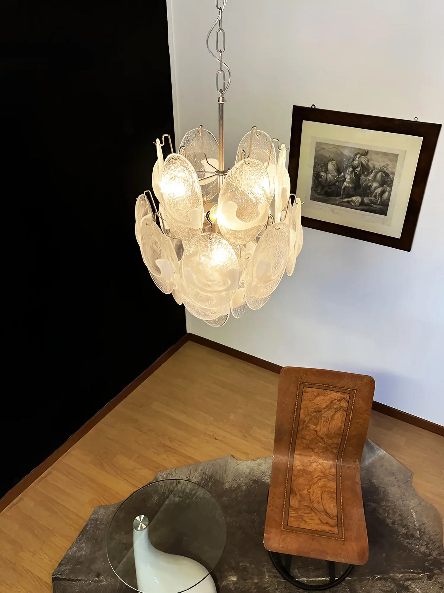 Vintage Murano Lattimo Glass White Chandelier - Nuvé