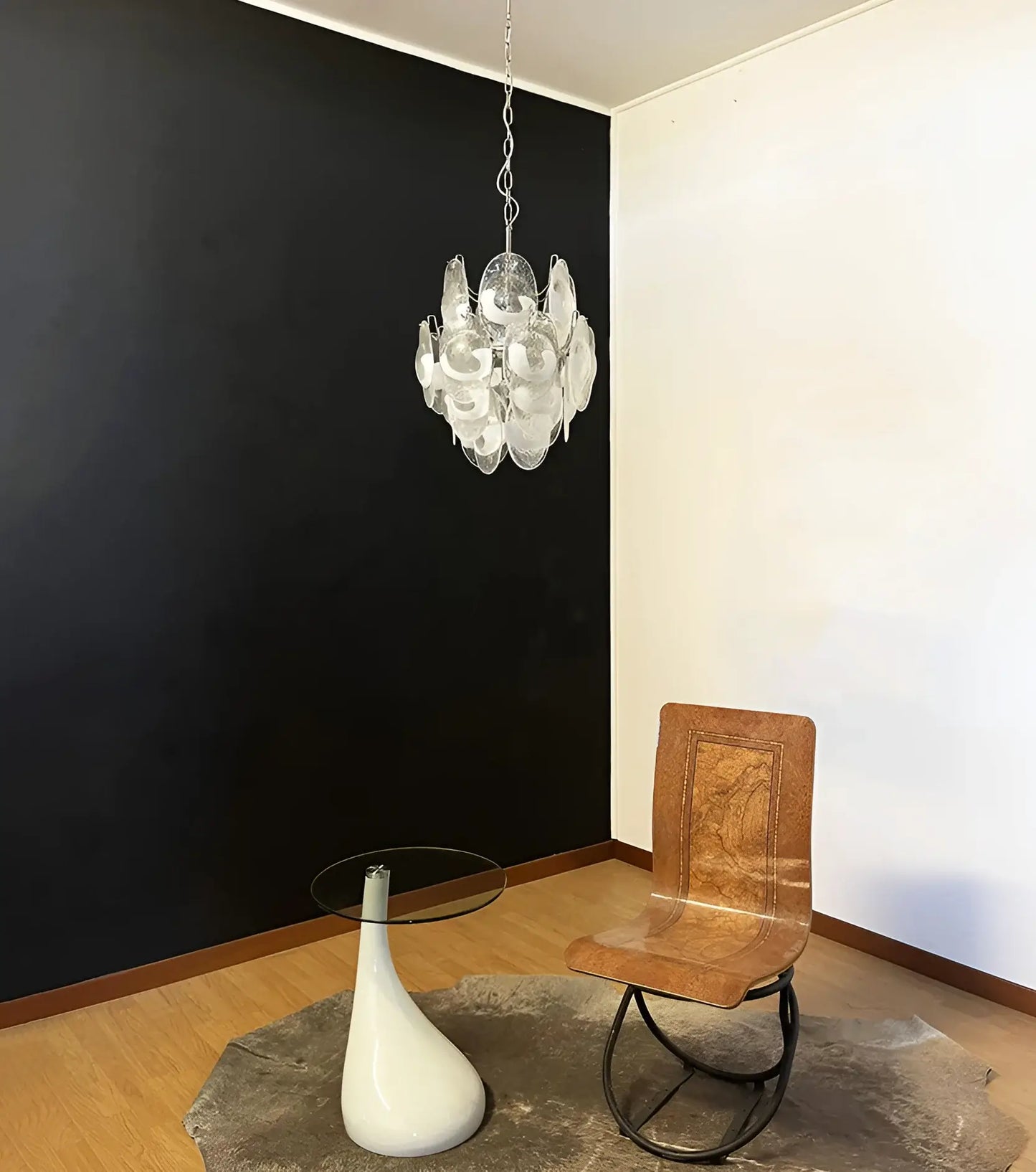 Vintage Murano Lattimo Glass White Chandelier - Nuvé