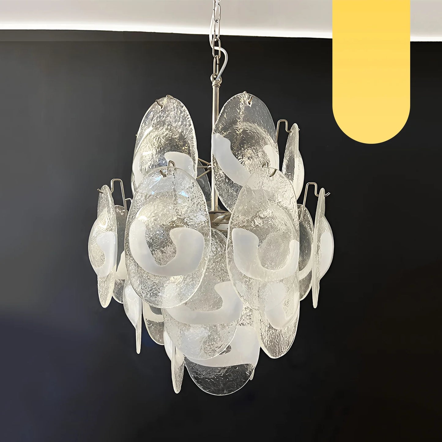 Vintage Murano Lattimo Glass White Chandelier - Nuvé