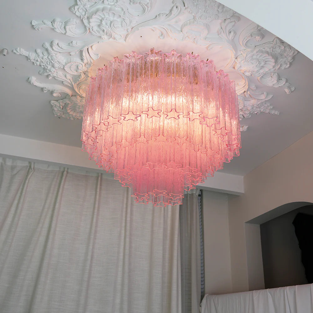 Vintage Murano Pink Glass Ceiling Light - Nuvé