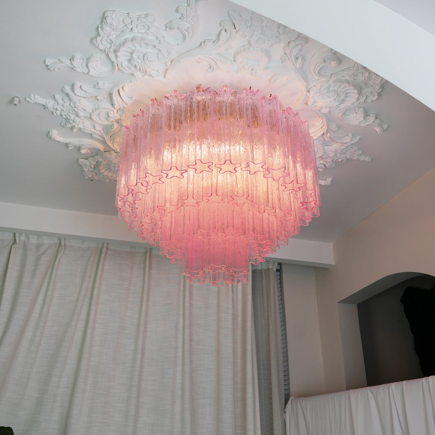 Vintage Murano Pink Glass Ceiling Light - Nuvé