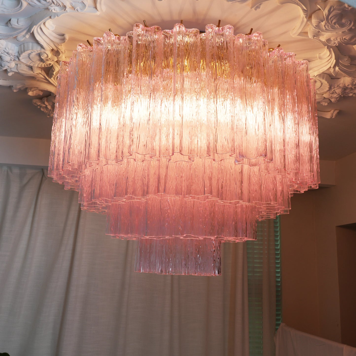 Vintage Murano Pink Glass Ceiling Light - Nuvé