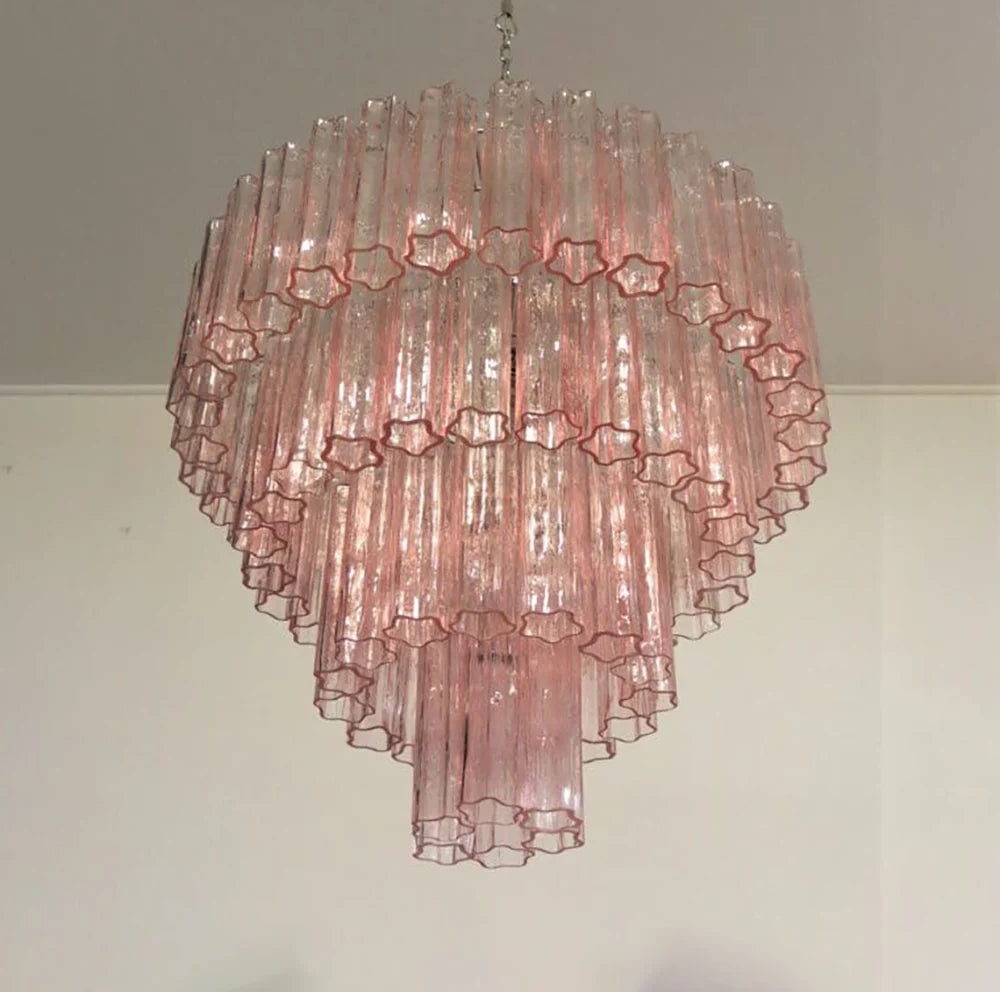 Vintage Murano Pink Glass Chandelier - Nuvé
