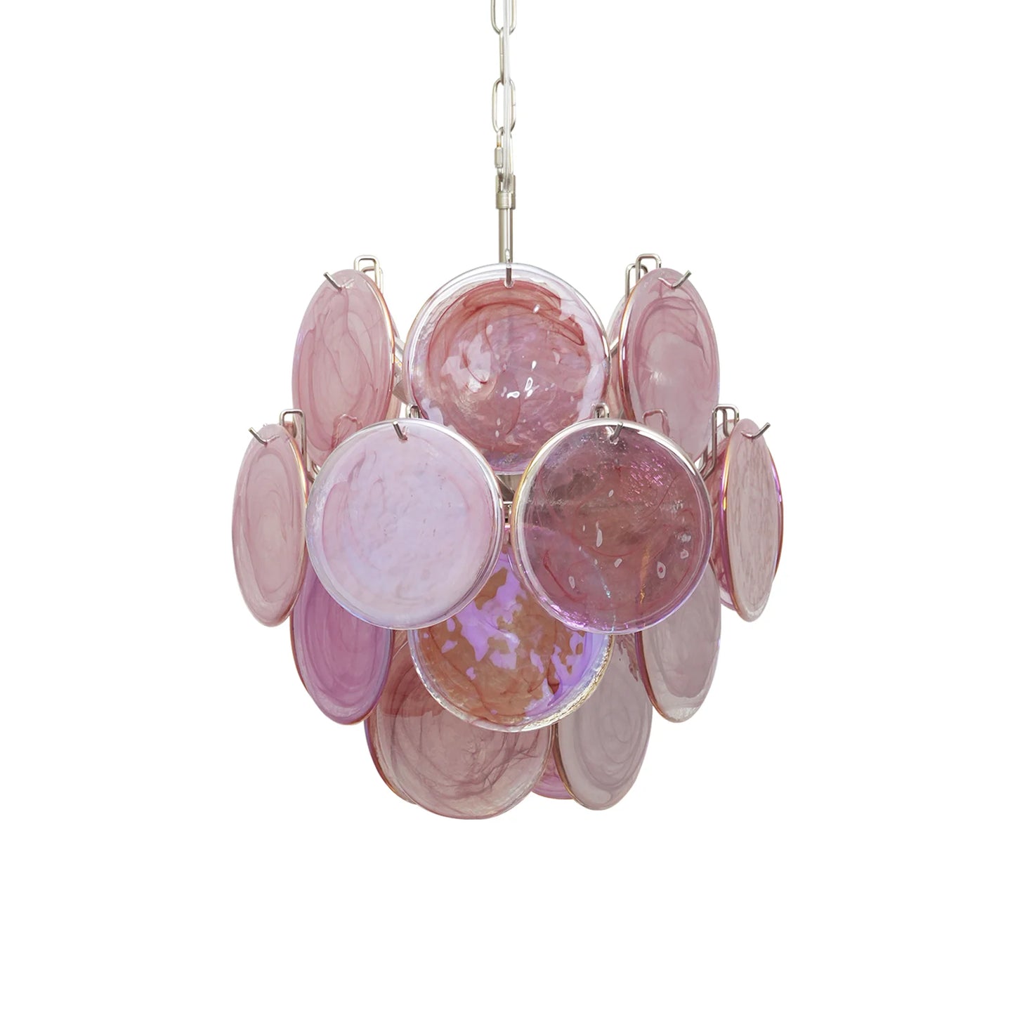 Vintage Murano Pink Glass Disks Chandelier - Nuvé