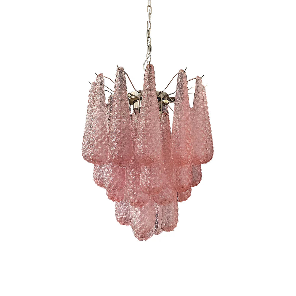 Vintage Murano Pink Glass Petals Chandelier - Nuvé