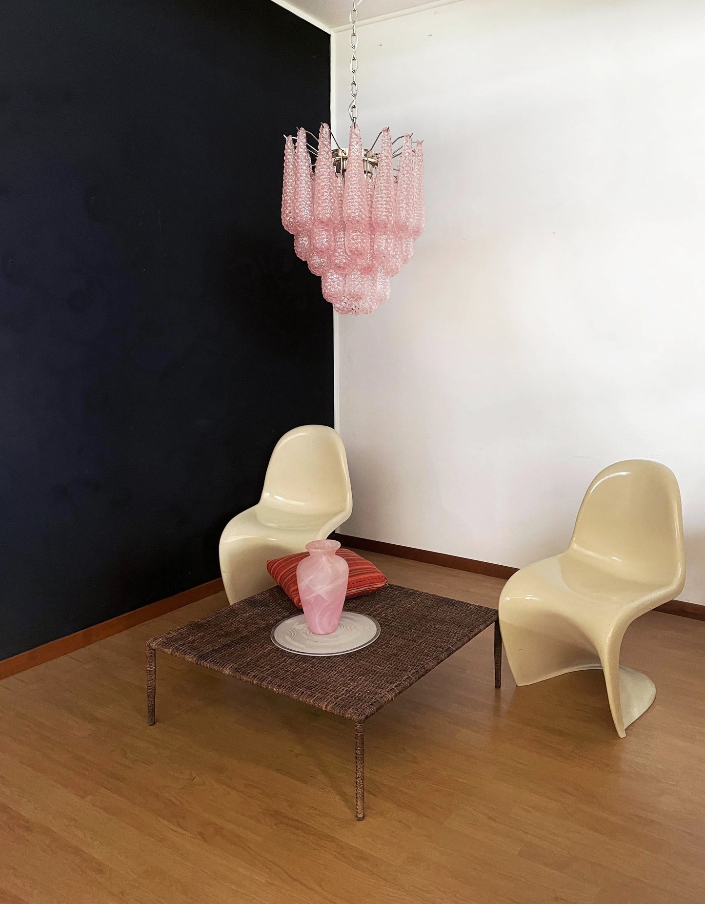 Vintage Murano Pink Glass Petals Chandelier - Nuvé