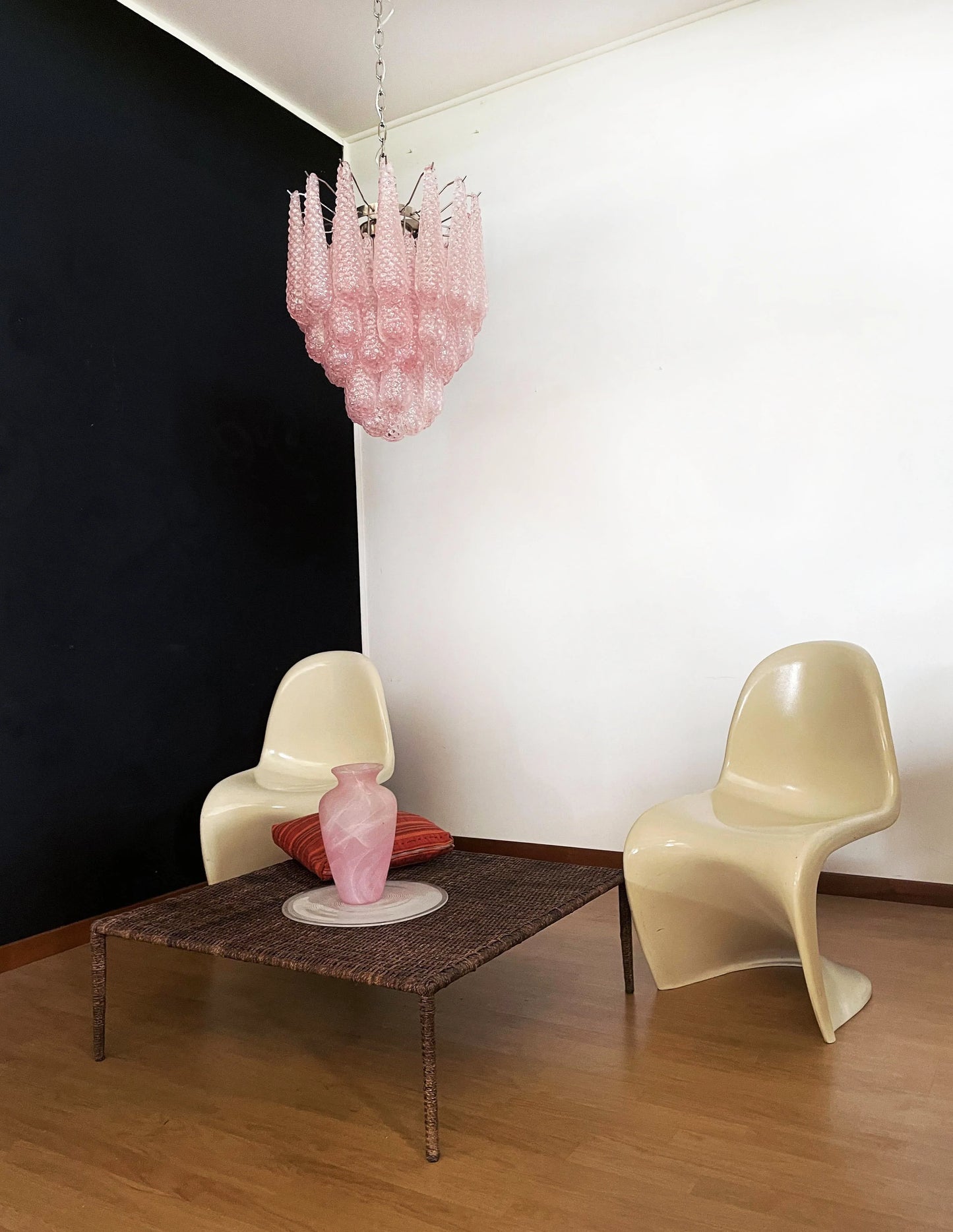 Vintage Murano Pink Glass Petals Chandelier - Nuvé