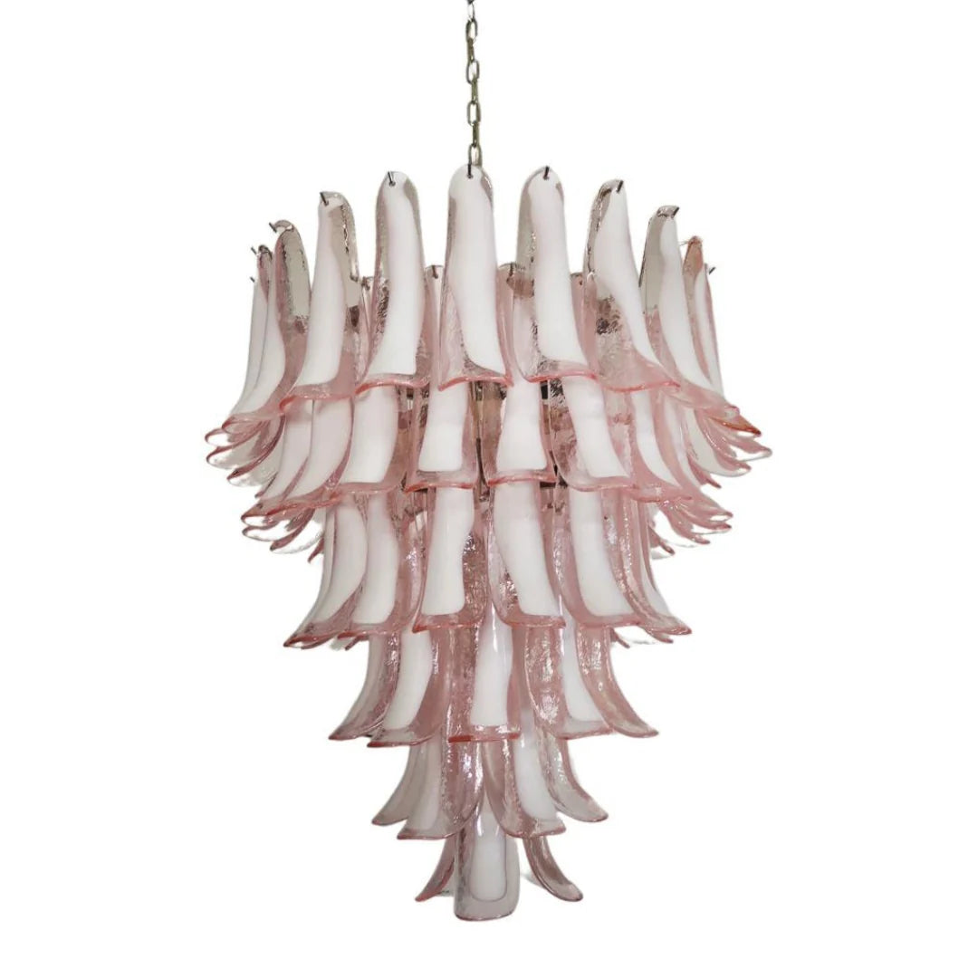 Vintage Murano Pink Glass Petals Chandelier - Nuvé