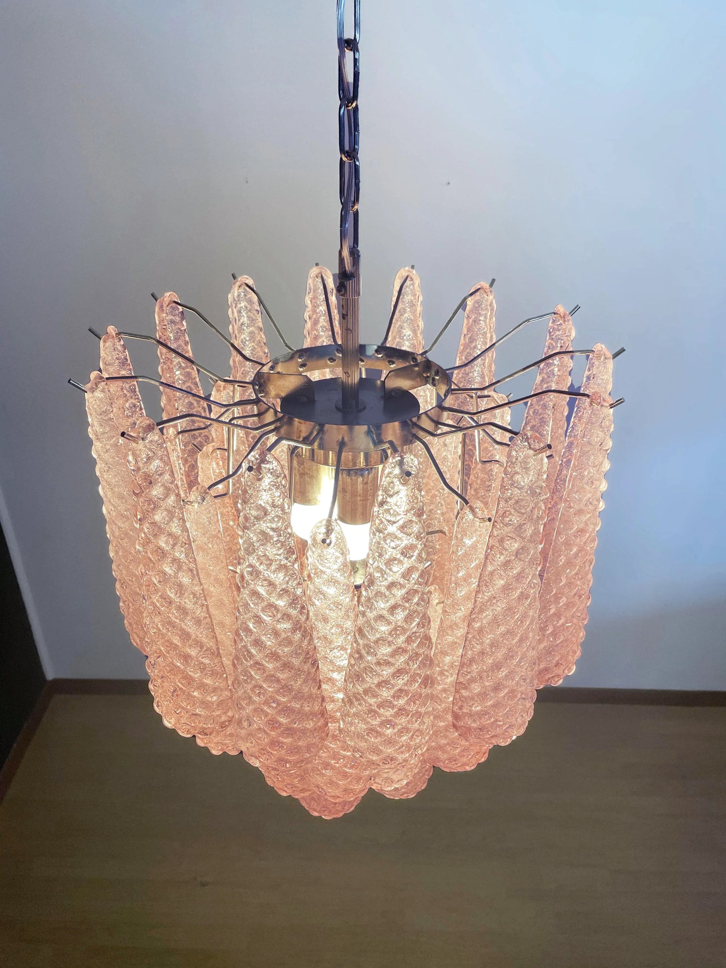 Vintage Murano Pink Glass Petals Chandelier - Nuvé