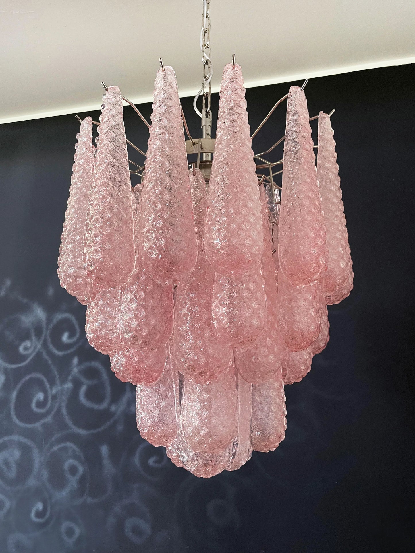 Vintage Murano Pink Glass Petals Chandelier - Nuvé
