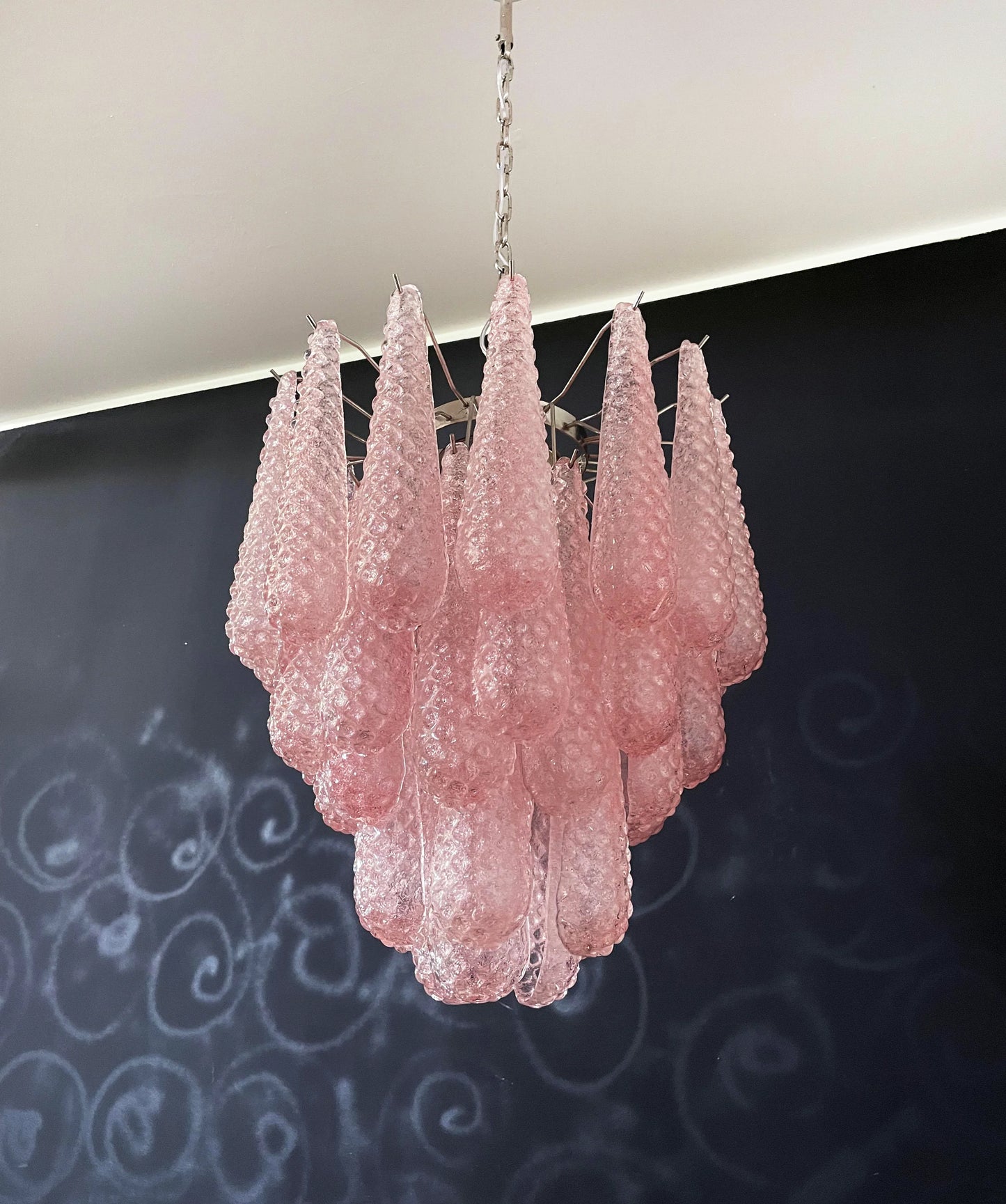 Vintage Murano Pink Glass Petals Chandelier - Nuvé