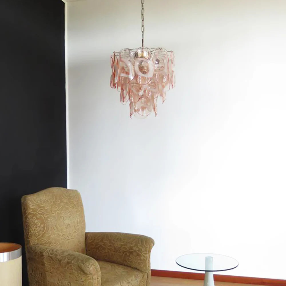 Vintage Murano Pink Glasses Chandelier - Nuvé