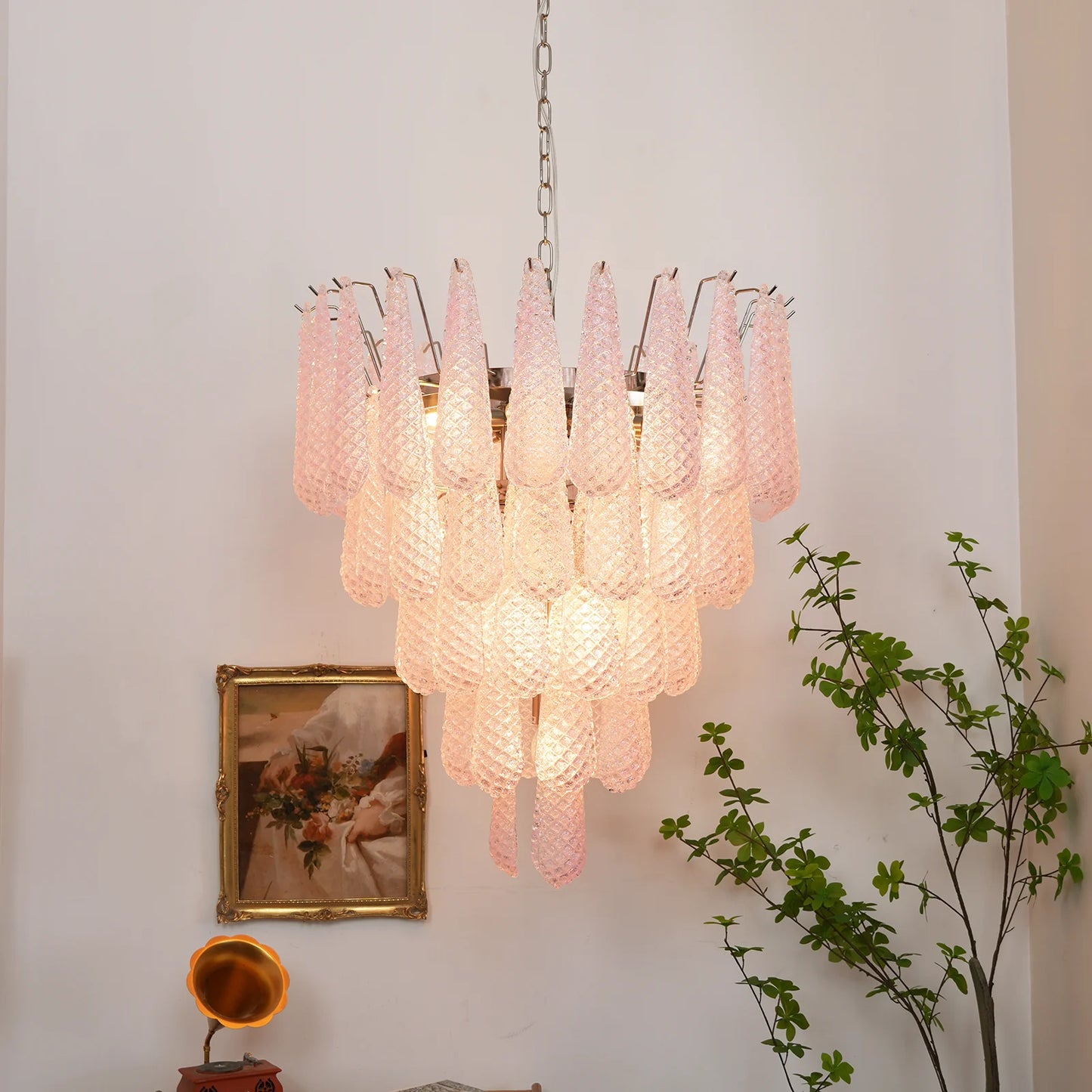 Petal Drop Murano Pink Glass Chandelier - Nuvé