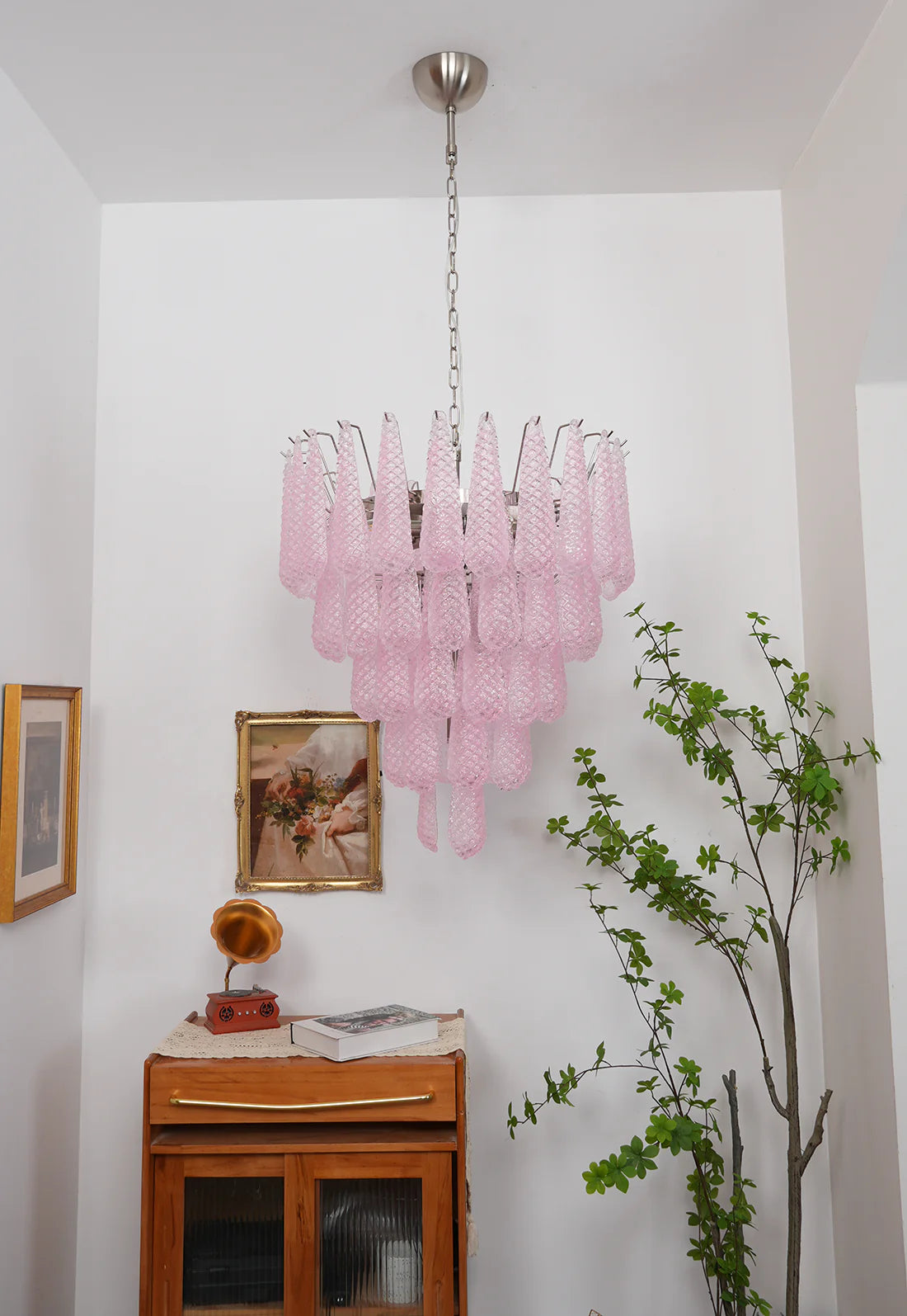 Petal Drop Murano Pink Glass Chandelier - Nuvé