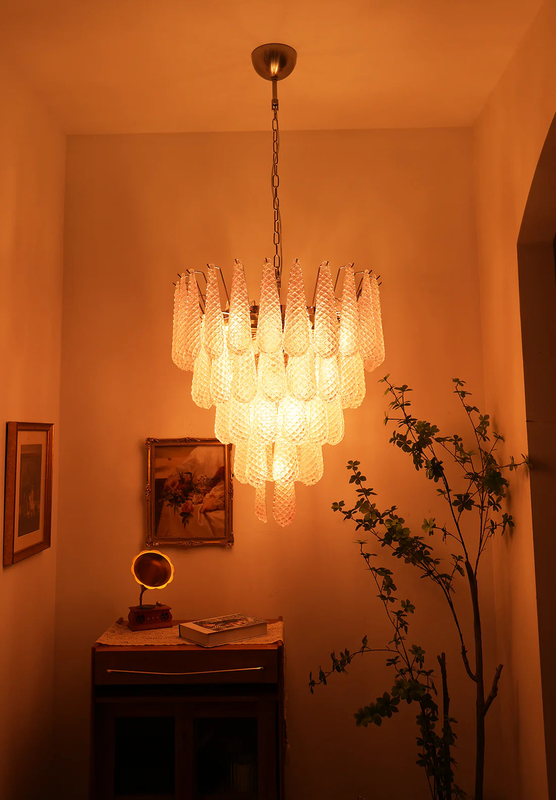 Petal Drop Murano Pink Glass Chandelier - Nuvé