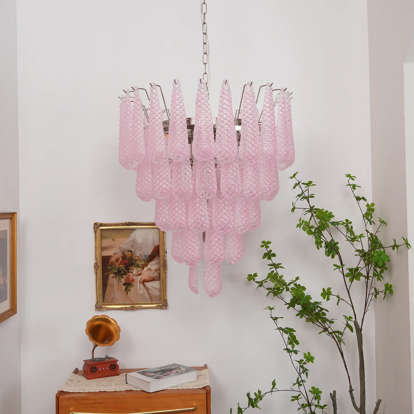 Petal Drop Murano Pink Glass Chandelier - Nuvé