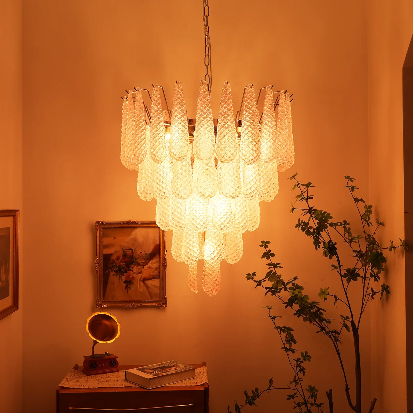 Petal Drop Murano Pink Glass Chandelier - Nuvé