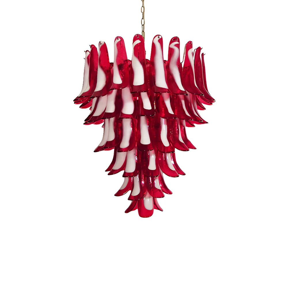 Vintage Murano Red Glass Petals Chandelier - Nuvé