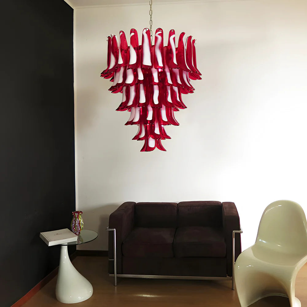Vintage Murano Red Glass Petals Chandelier - Nuvé