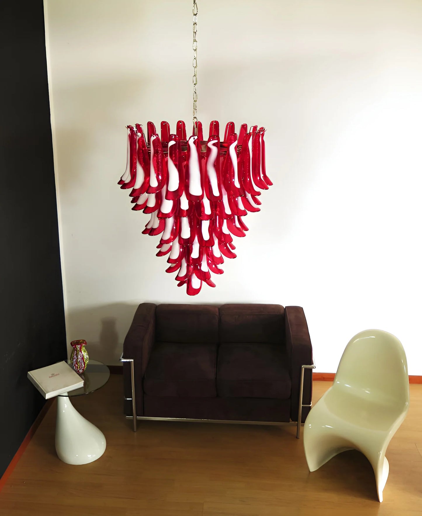 Vintage Murano Red Glass Petals Chandelier - Nuvé