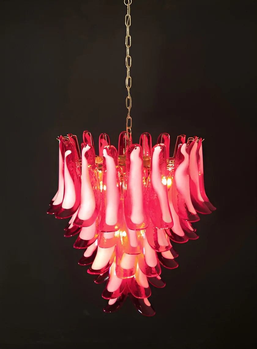 Vintage Murano Red Glass Petals Chandelier - Nuvé