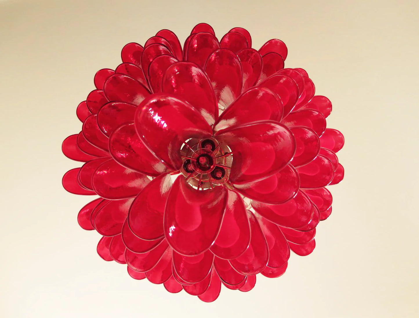 Vintage Murano Red Glass Petals Chandelier - Nuvé