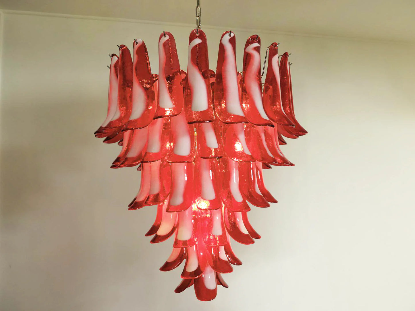 Vintage Murano Red Glass Petals Chandelier - Nuvé