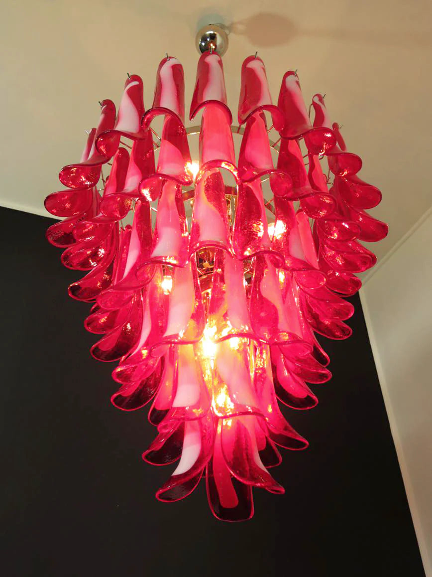 Vintage Murano Red Glass Petals Chandelier - Nuvé