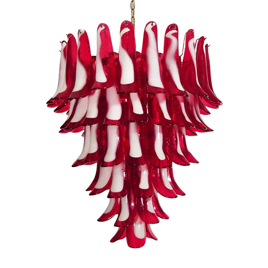 Vintage Murano Red Glass Petals Chandelier - Nuvé