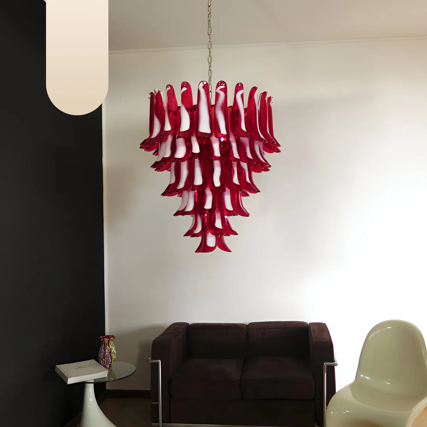 Vintage Murano Red Glass Petals Chandelier - Nuvé