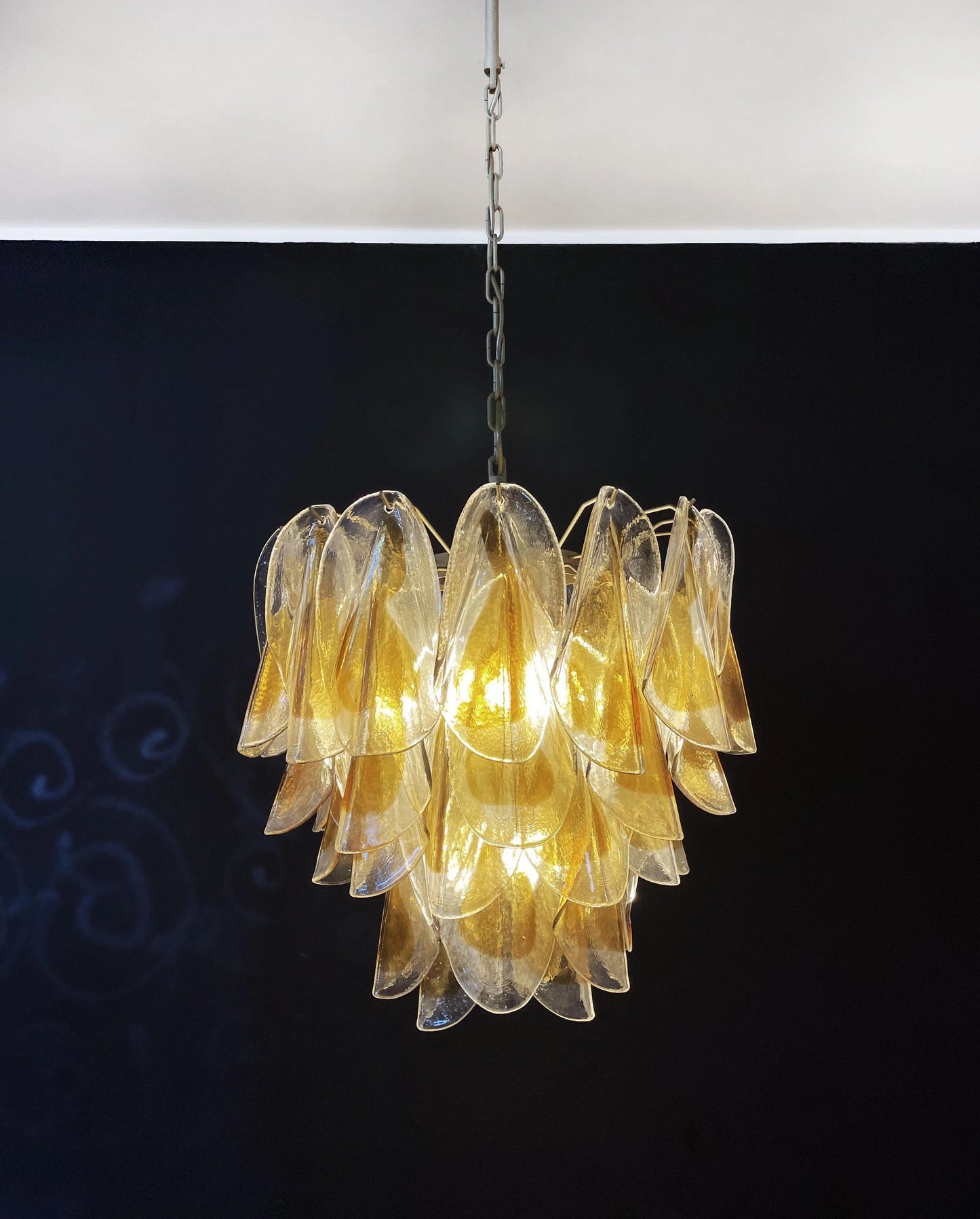 Vintage Murano Swallows Amber Glass Chandelier - Nuvé