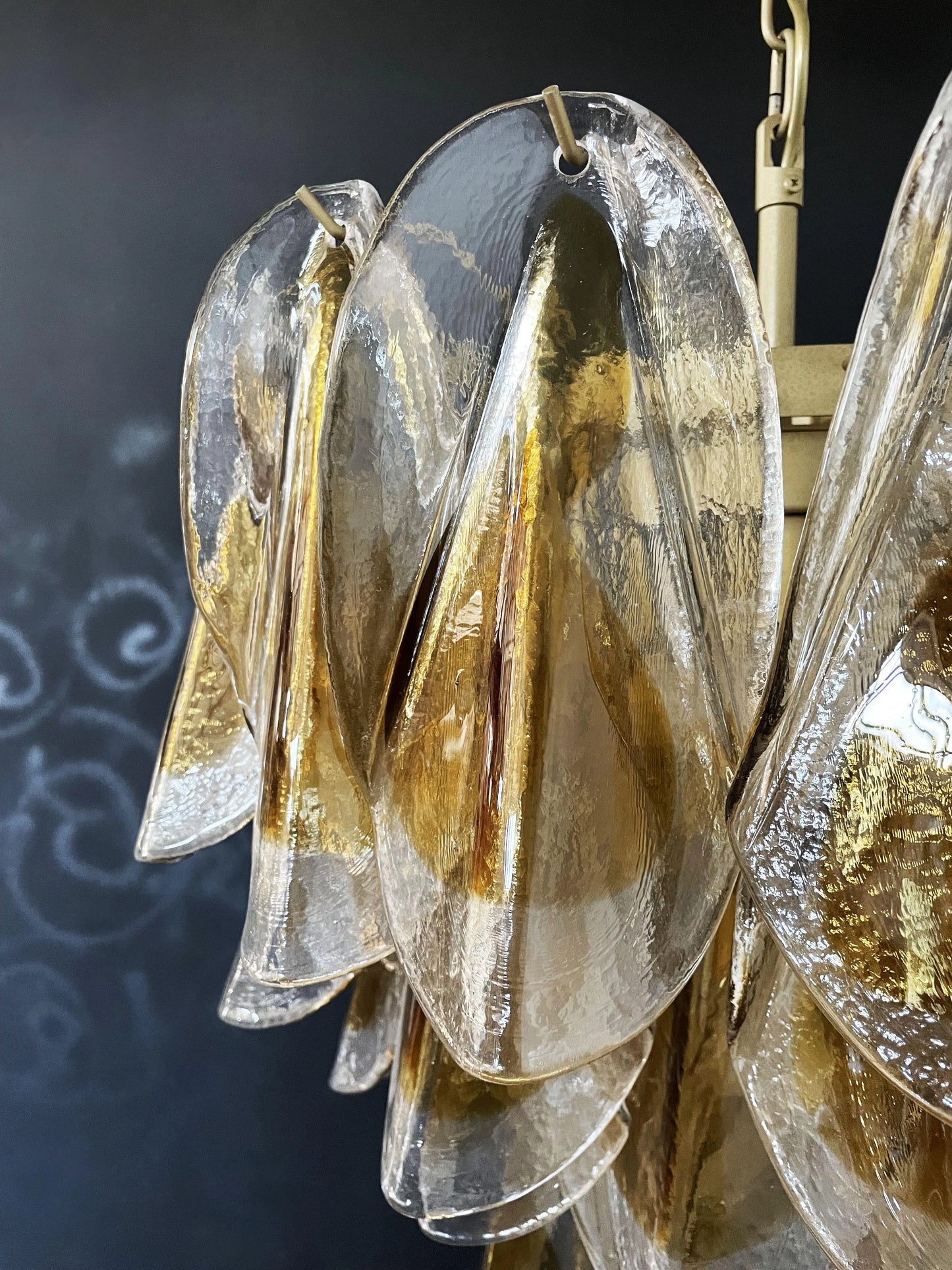 Vintage Murano Swallows Amber Glass Chandelier - Nuvé