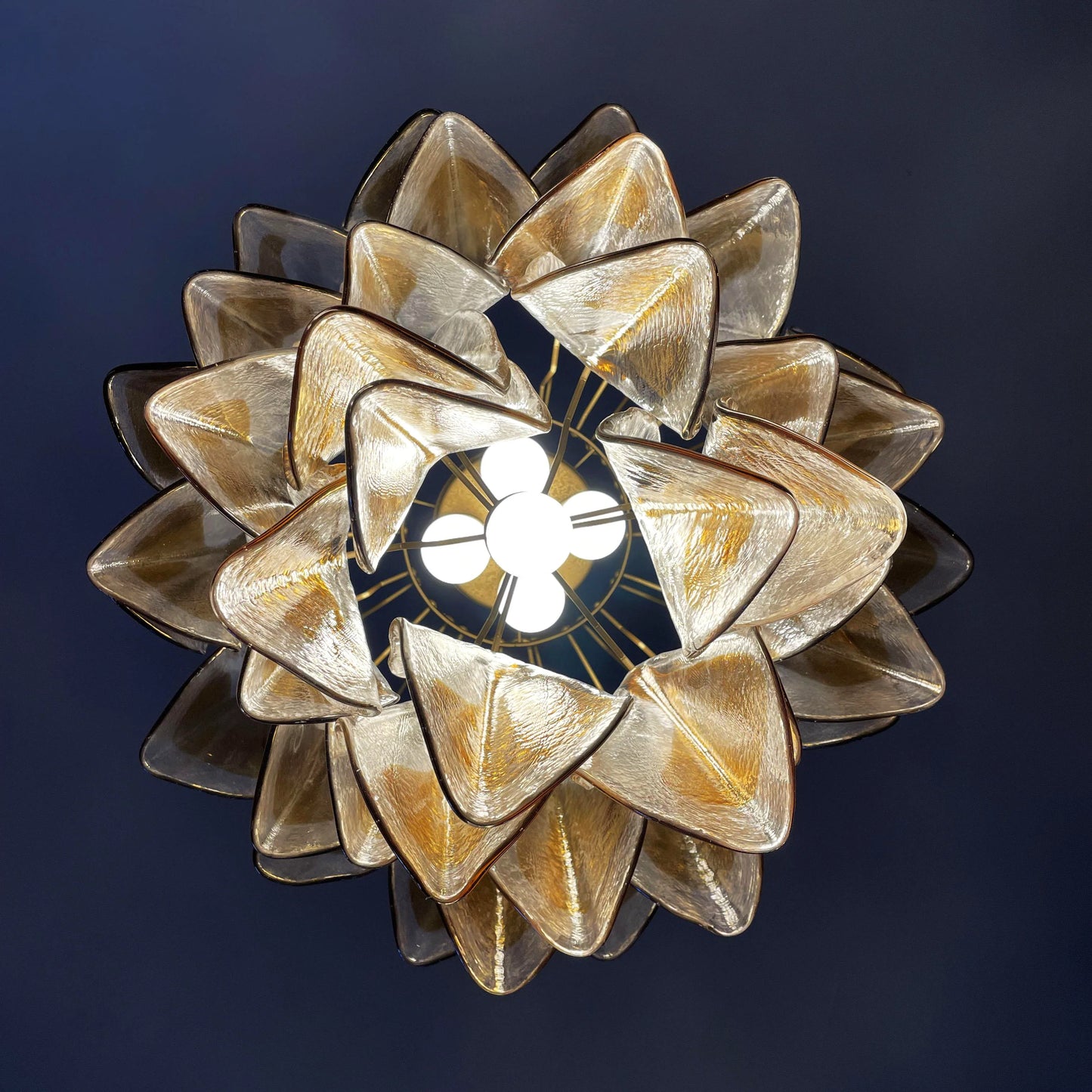 Vintage Murano Swallows Amber Glass Chandelier - Nuvé