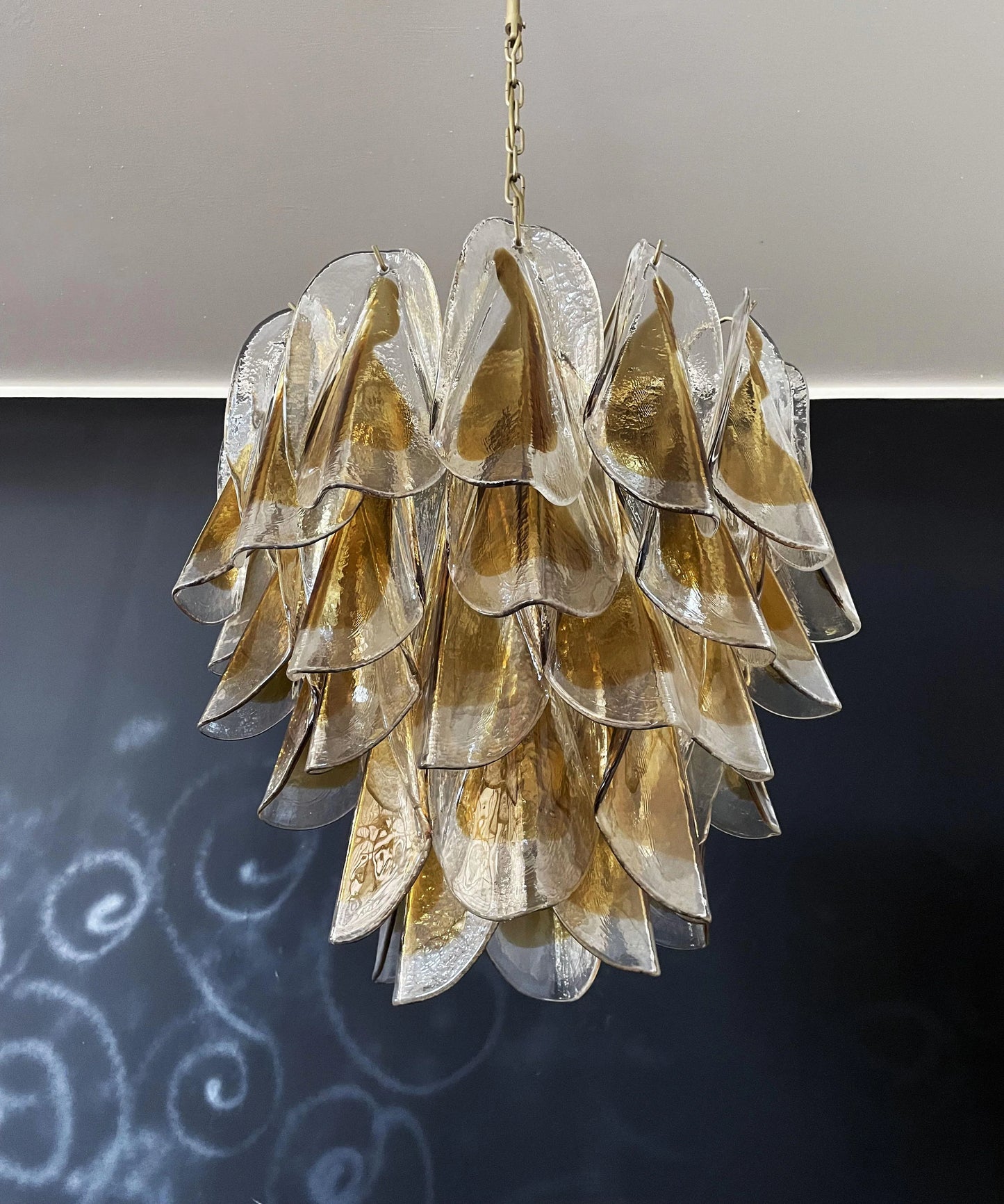Vintage Murano Swallows Amber Glass Chandelier - Nuvé