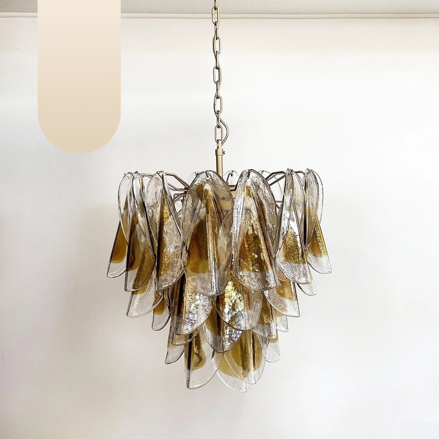 Vintage Murano Swallows Amber Glass Chandelier - Nuvé