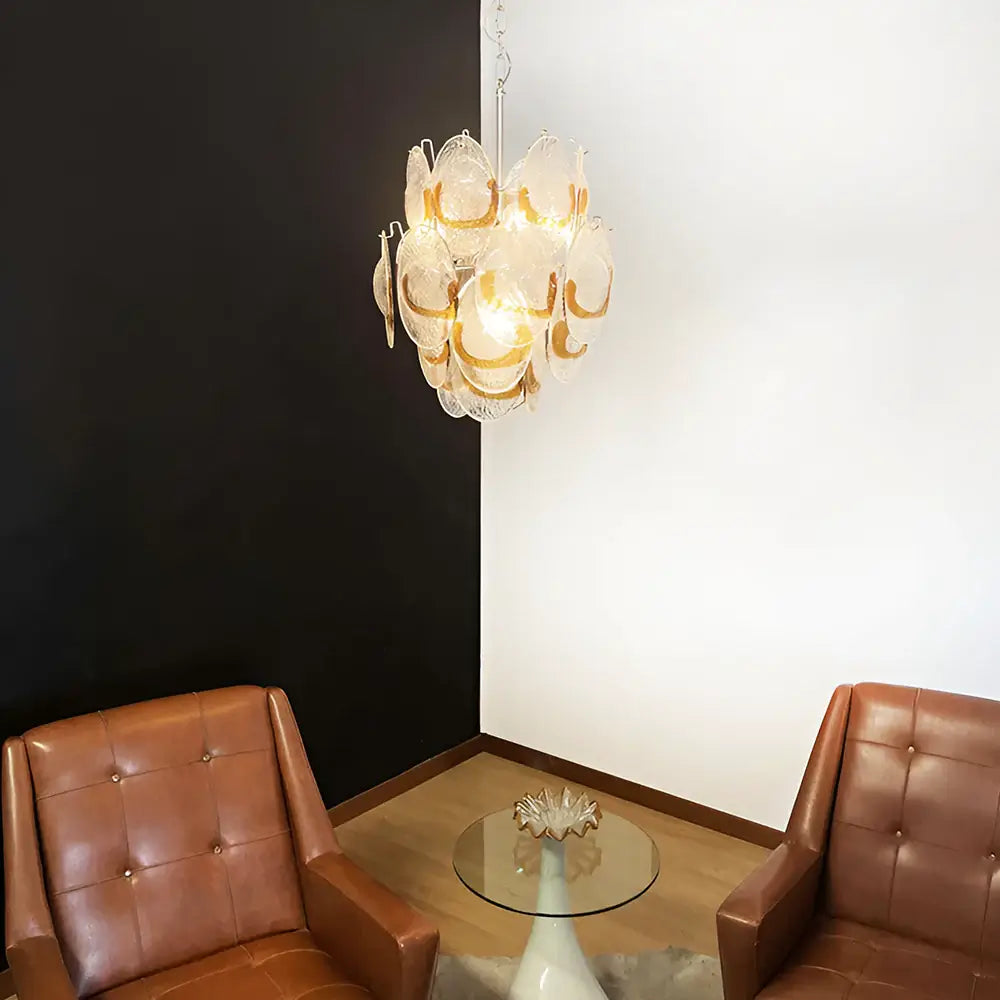Vintage Murano Transparent Amber Chandelier - Nuvé