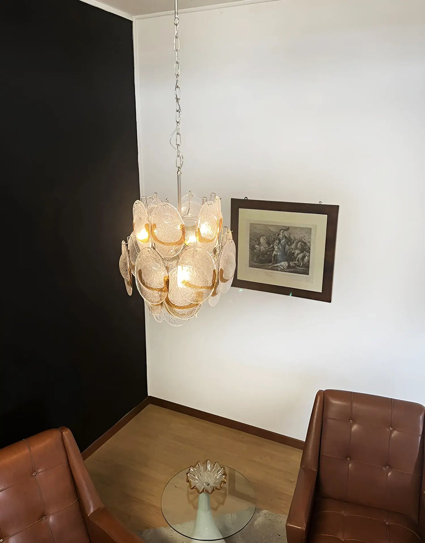 Vintage Murano Transparent Amber Chandelier - Nuvé