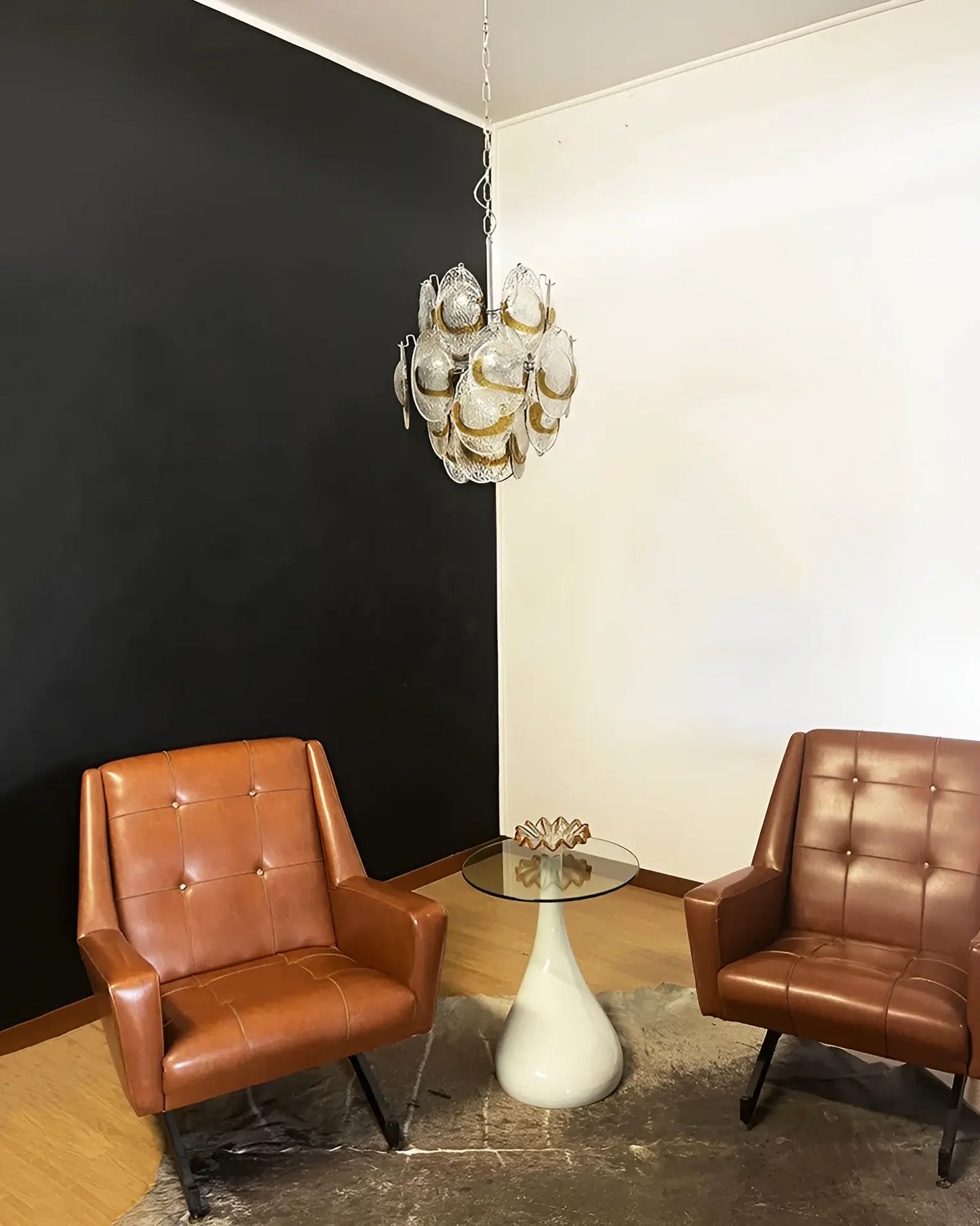 Vintage Murano Transparent Amber Chandelier - Nuvé