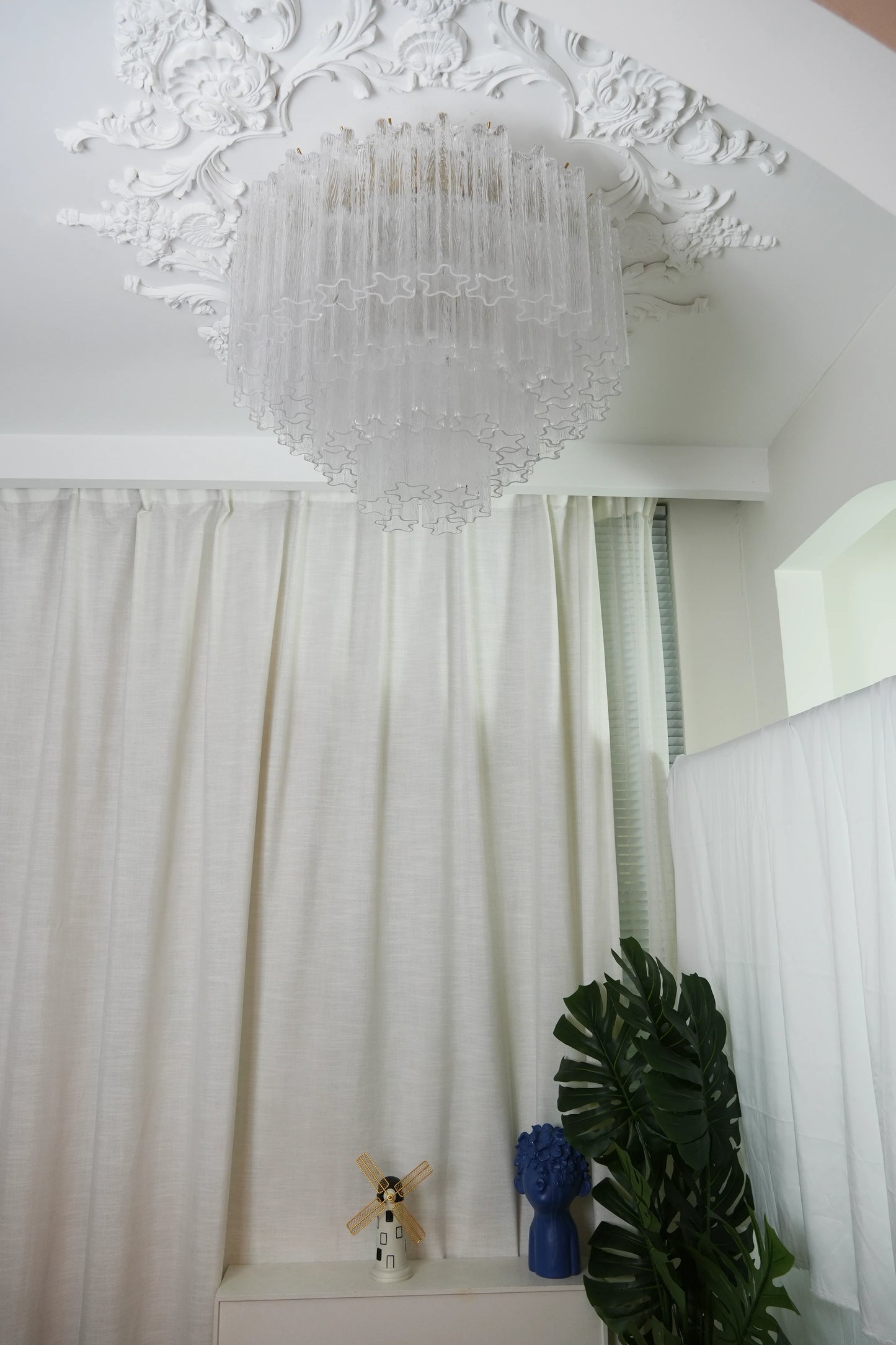 Vintage Murano Transparent Glass Ceiling Light - Nuvé