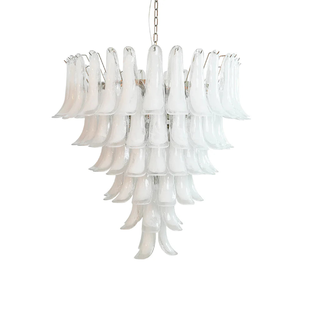 Vintage Murano Transparent Glass Petals Chandelier - Nuvé
