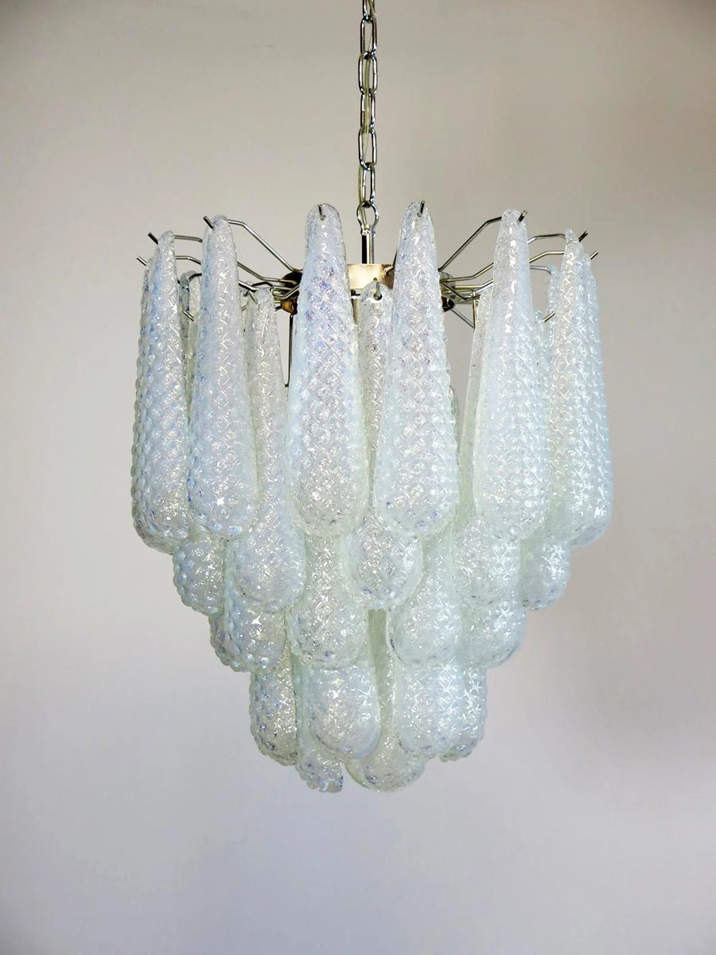 Vintage Murano Transparent Glass Petals Chandelier - Nuvé