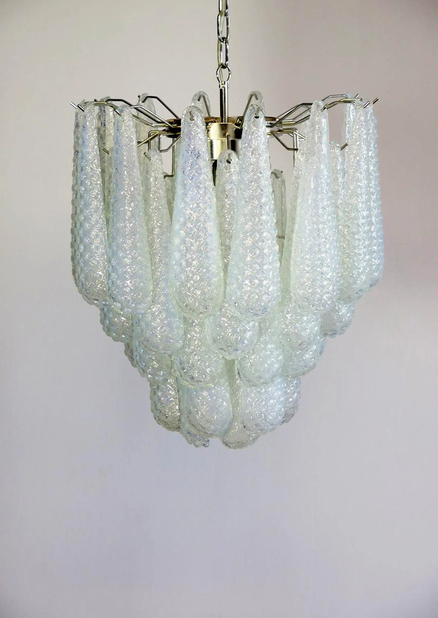 Vintage Murano Transparent Glass Petals Chandelier - Nuvé