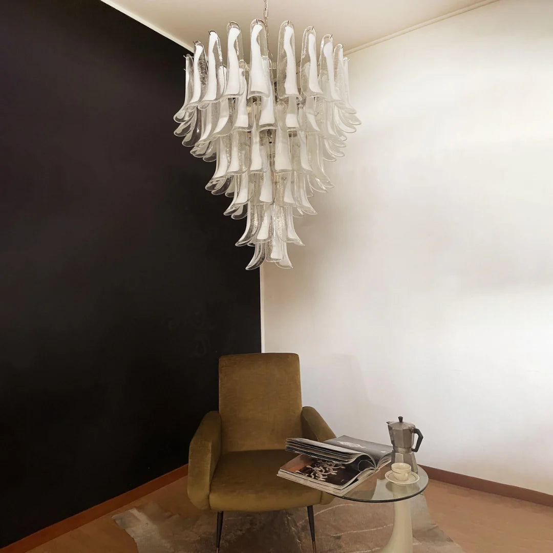 Vintage Murano Transparent Glass Petals Chandelier - Nuvé