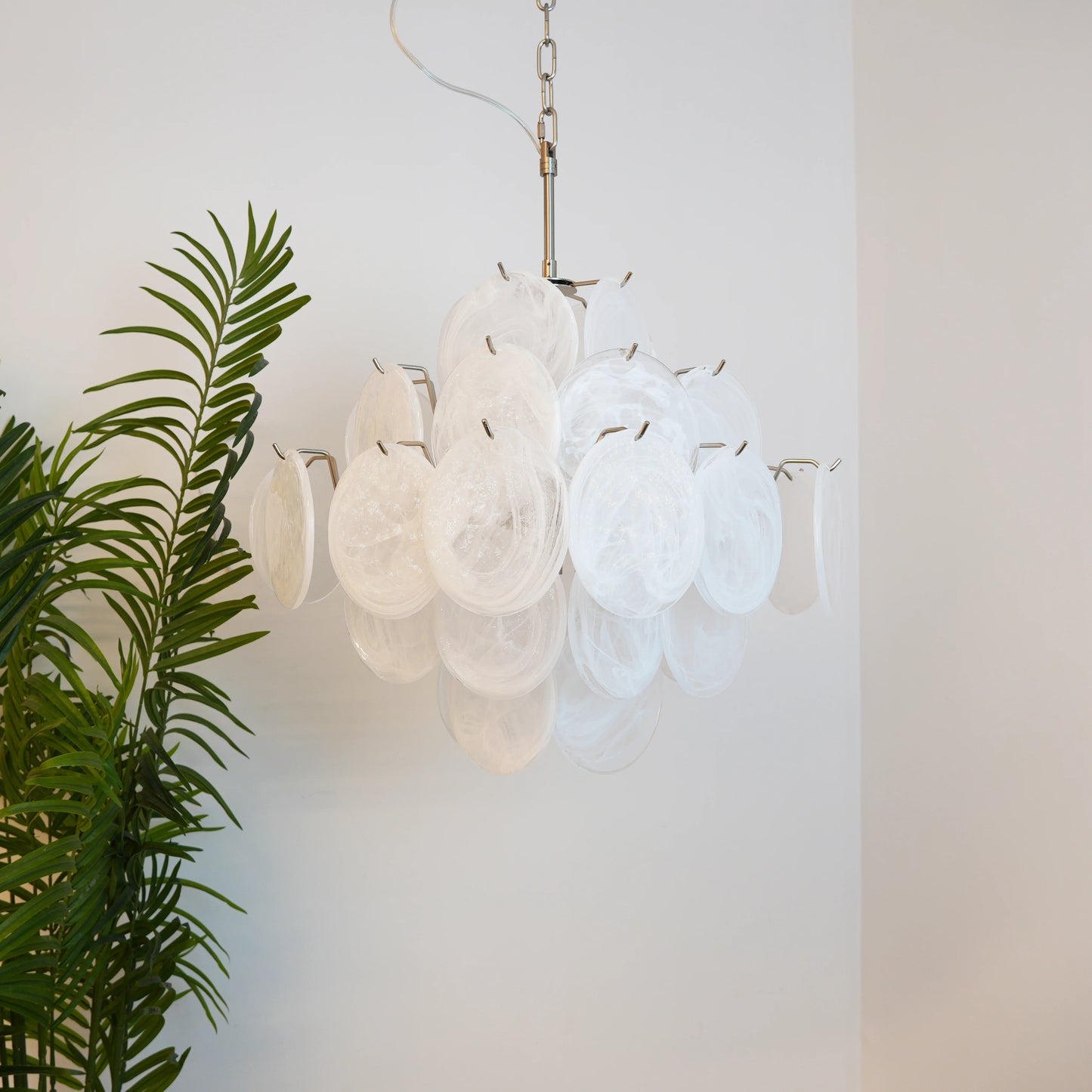 Vintage Murano White Disks Chandelier - Nuvé
