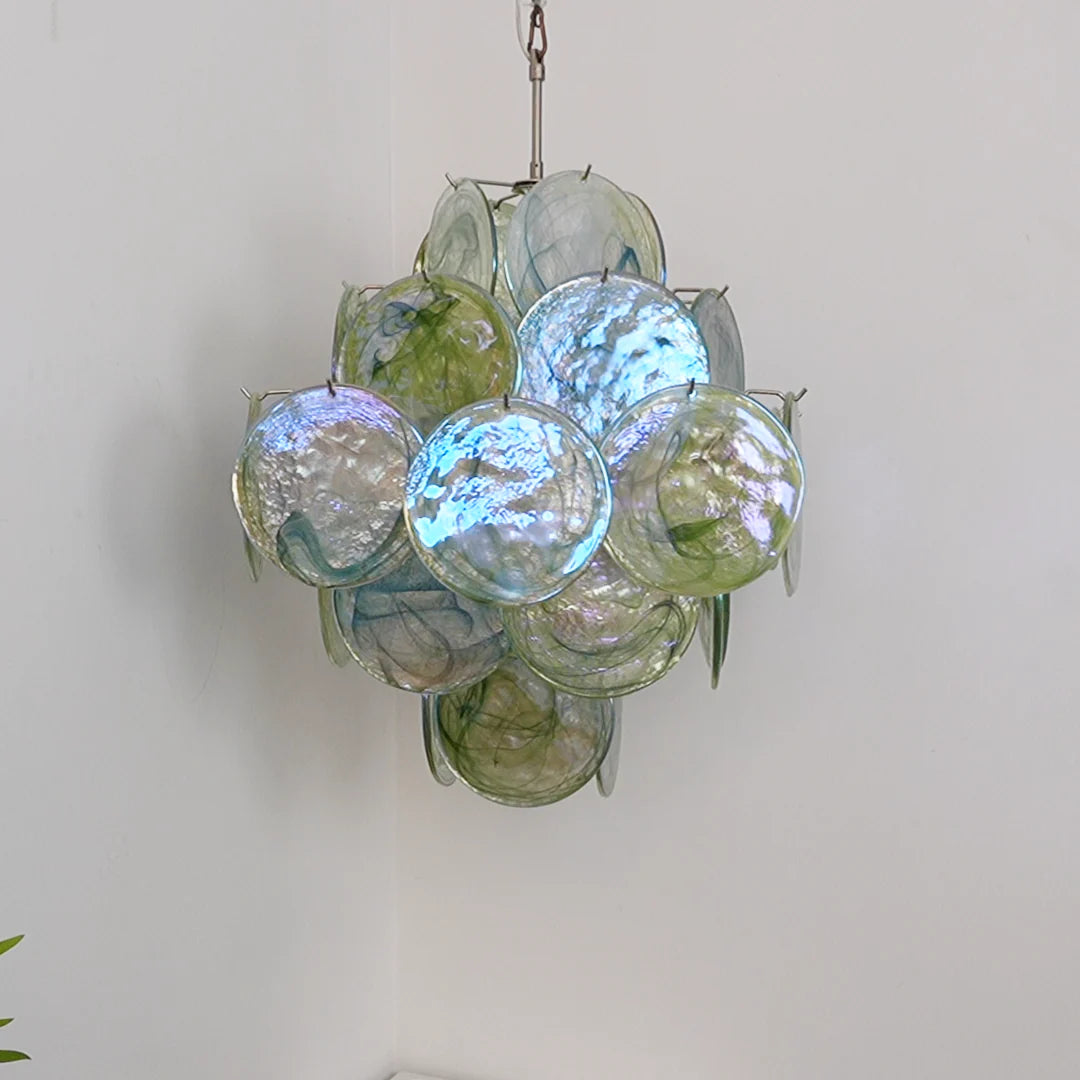 Vintage Murano Green Disks Chandelier - Nuvé