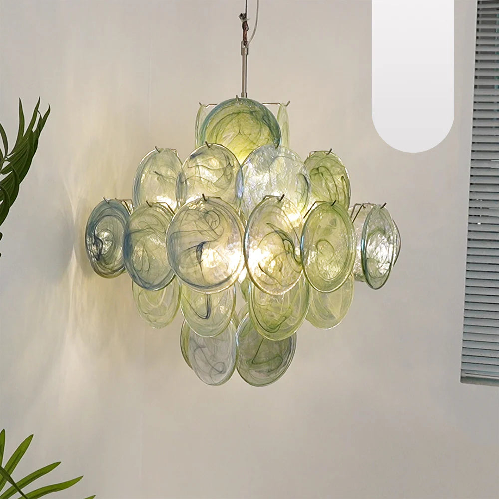 Vintage Murano Green Disks Chandelier - Nuvé