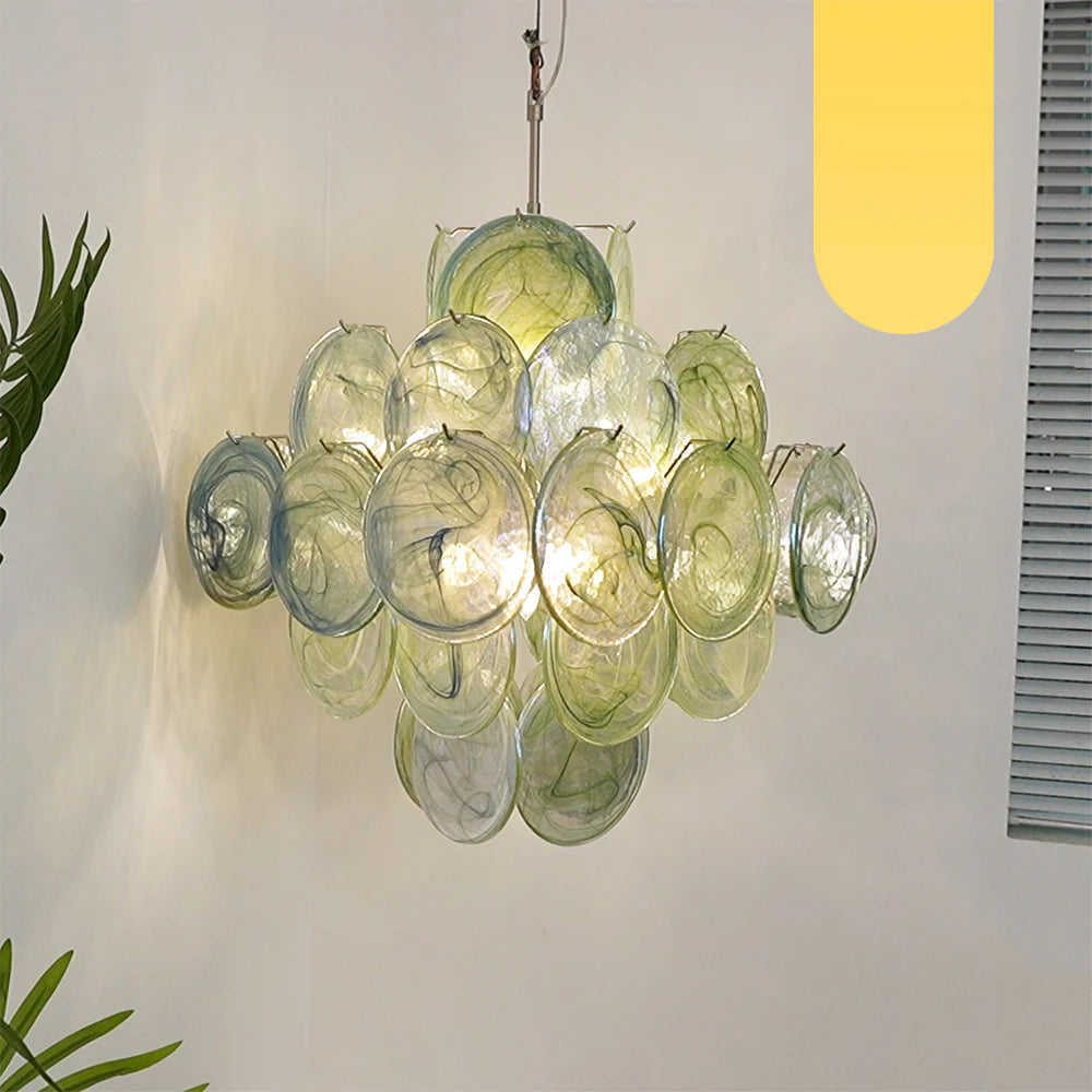 Vintage Murano Green Disks Chandelier - Nuvé