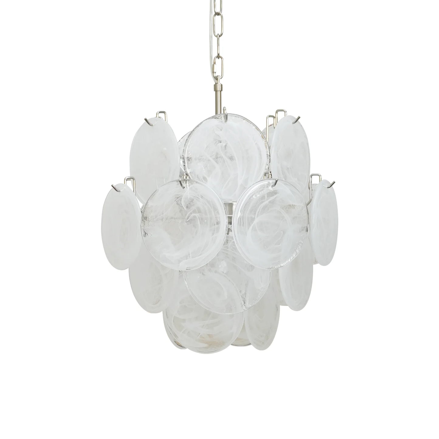 Vintage Murano White Glass Disks Chandelier - Nuvé