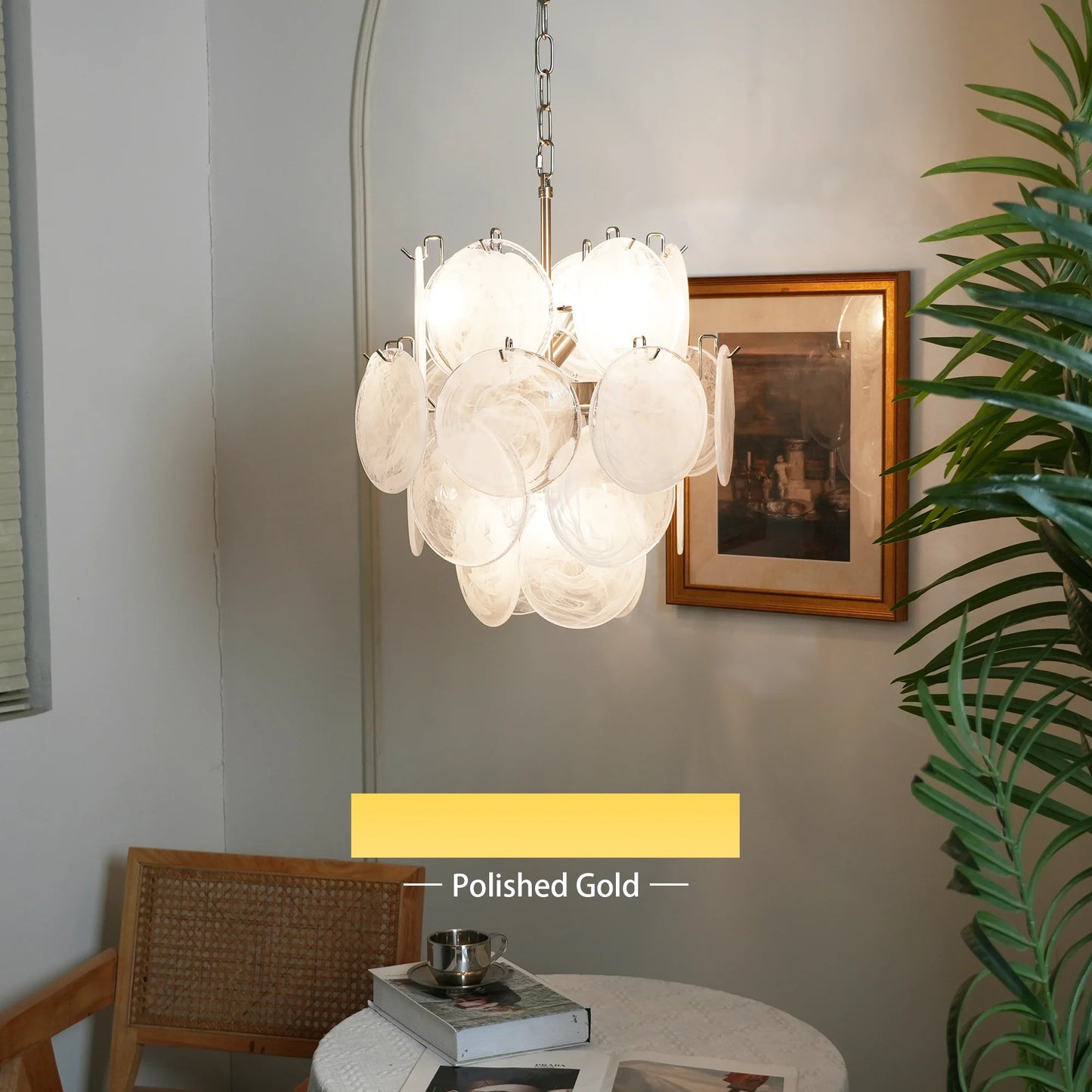 Vintage Murano White Glass Disks Chandelier - Nuvé