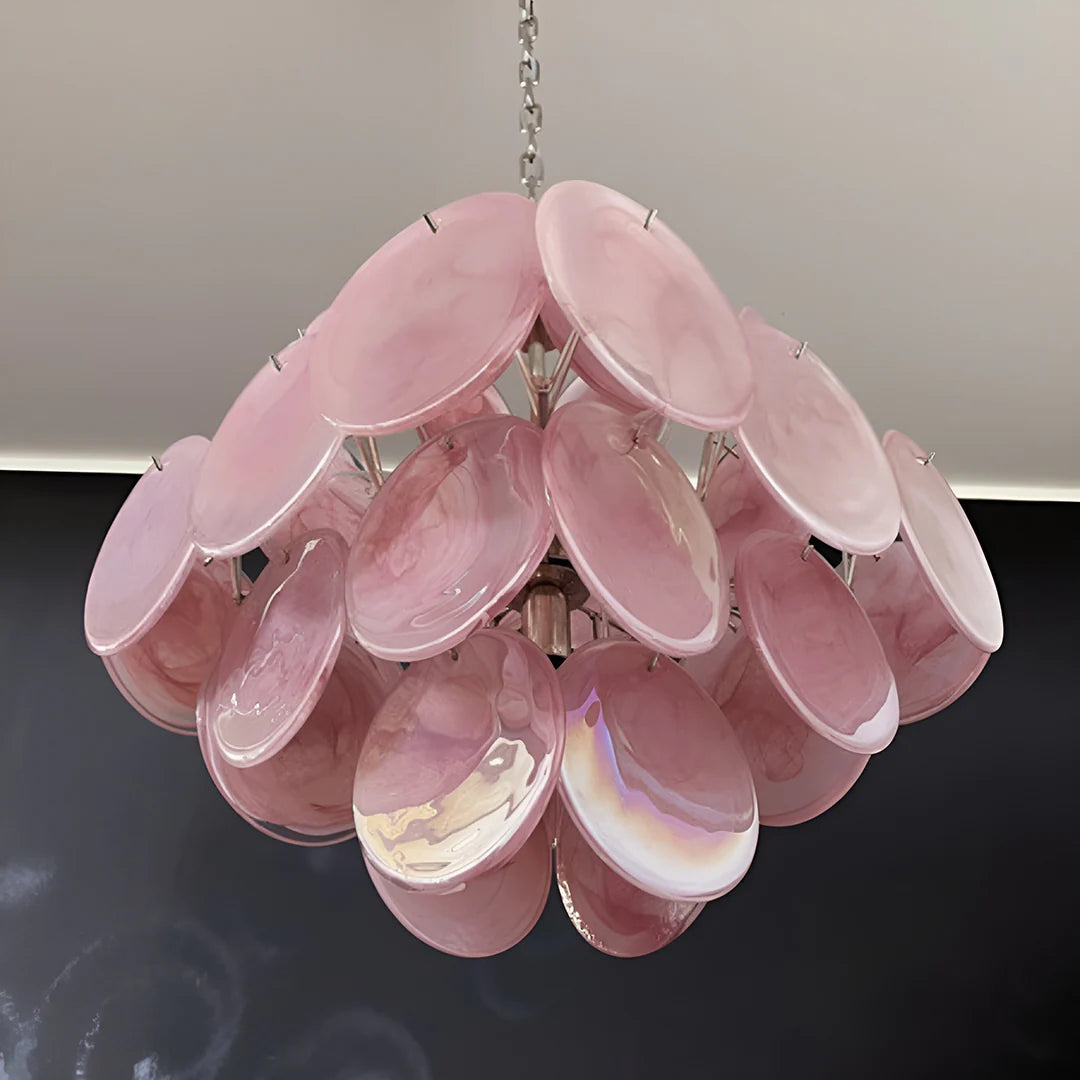 Vintage Murano Pink Disks Chandelier - Nuvé